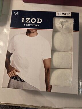 100 Percent CottonIzod Men's 4-Pack White Crew Neck Undershirts